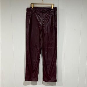 Joie Burgundy Leather Straight Leg Pants sz 12